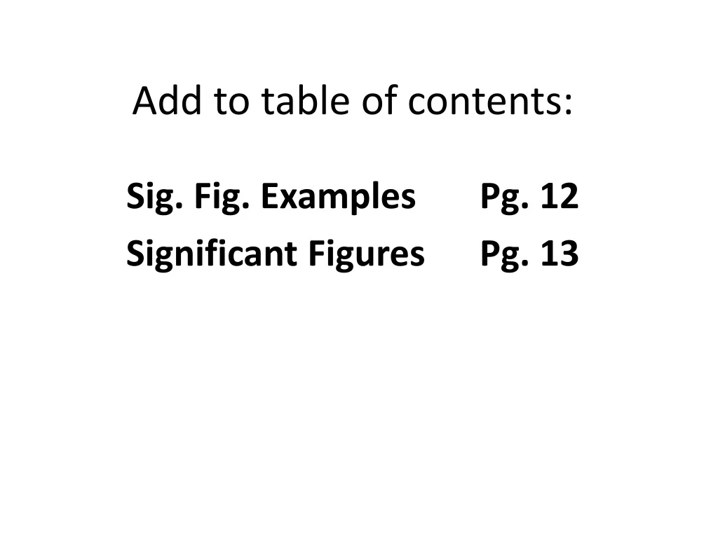 add to table of contents