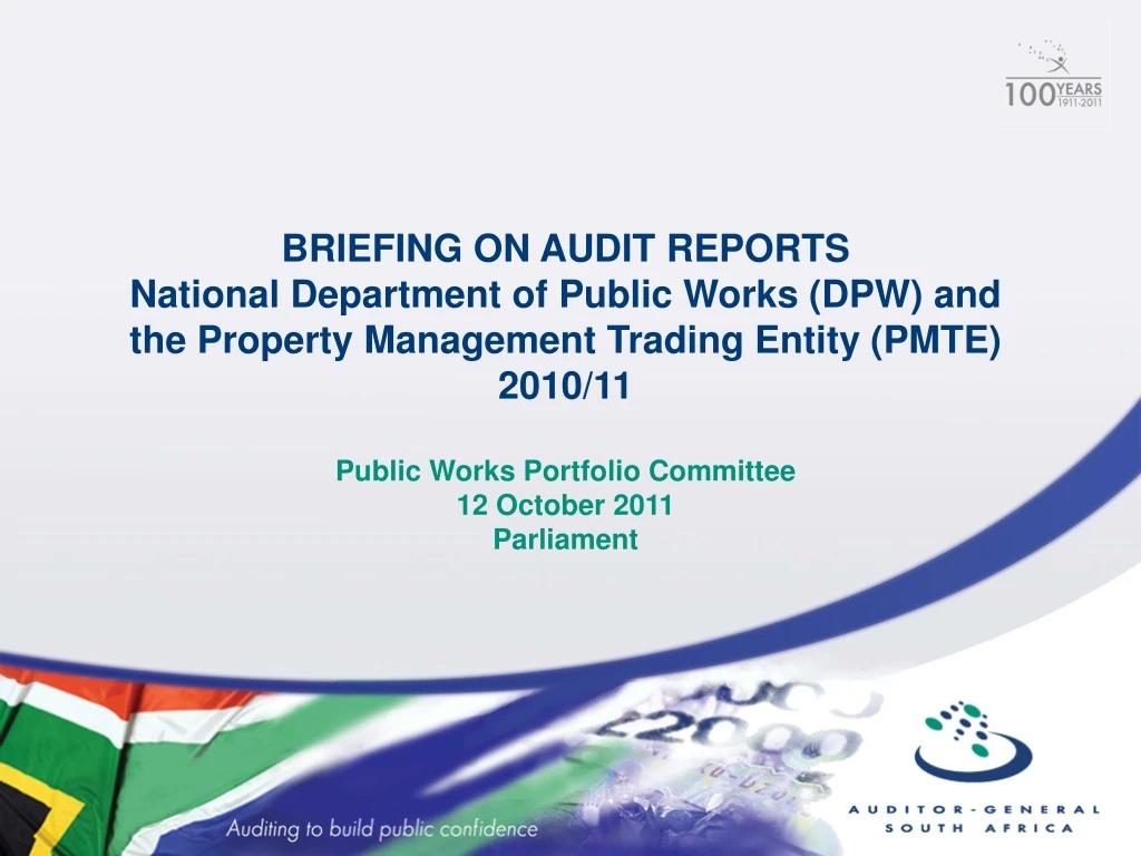 briefing on audit reports national department