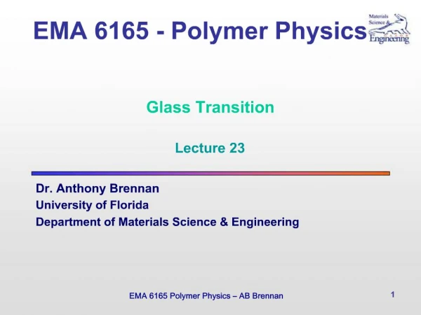 Dr. Anthony Brennan University of Florida Department of Materials Science Engineering