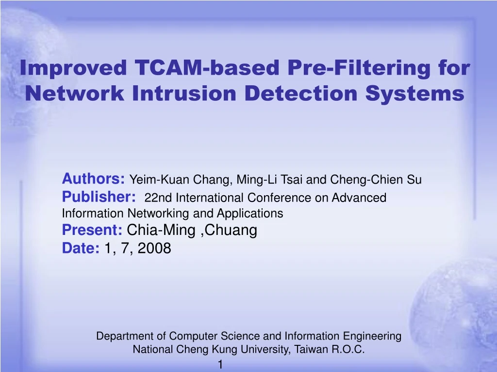 improved tcam based pre filtering for network intrusion detection systems