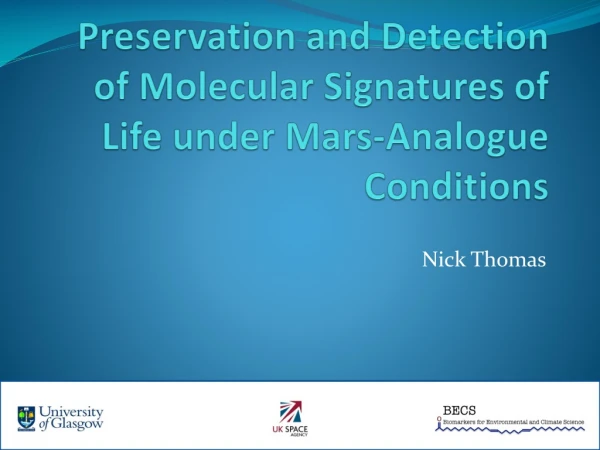 Preservation and Detection of Molecular Signatures of Life under Mars-Analogue Conditions