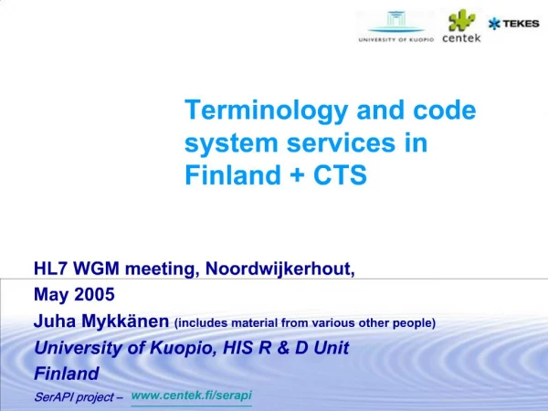 Terminology and code system services in Finland CTS