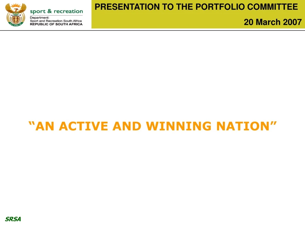 presentation to the portfolio committee 20 march