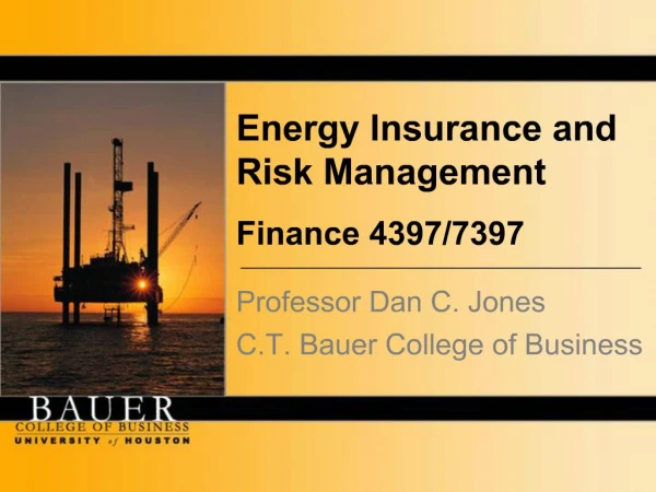 Energy Insurance and Risk Management Finance 4397