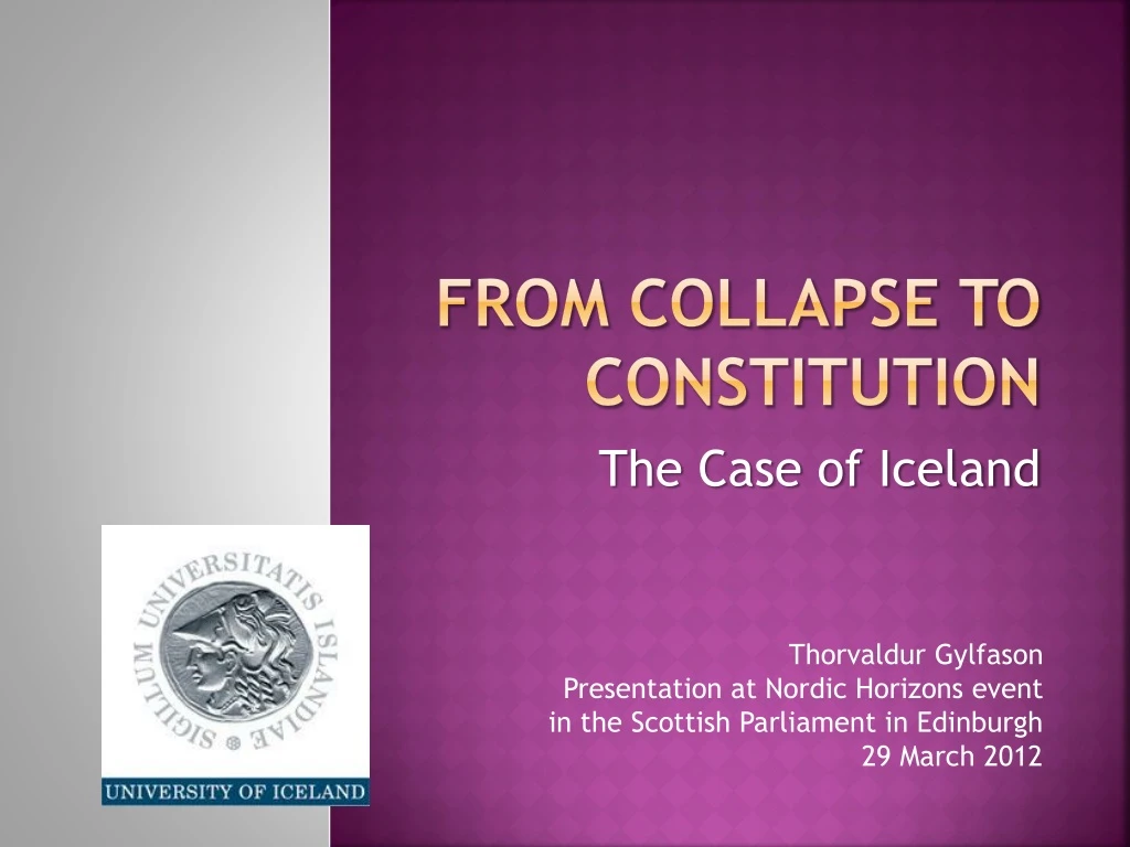 from collapse to constitution