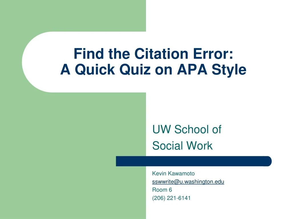 find the citation error a quick quiz on apa style