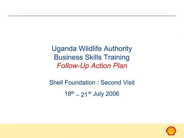 Uganda Wildlife Authority Business Skills Training Follow-Up Action Plan