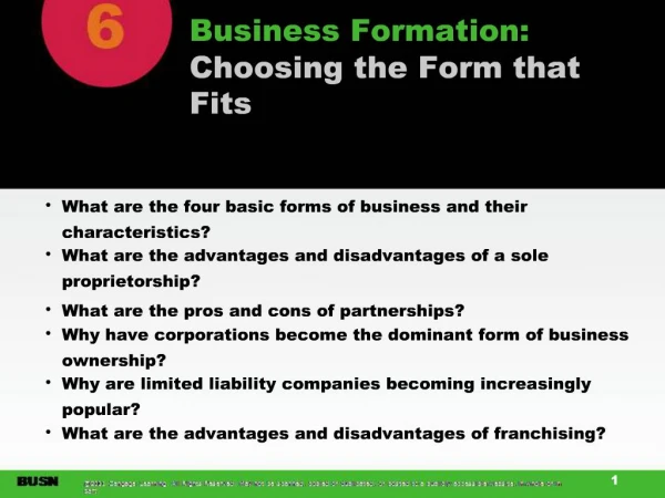 Business Formation: Choosing the Form that Fits