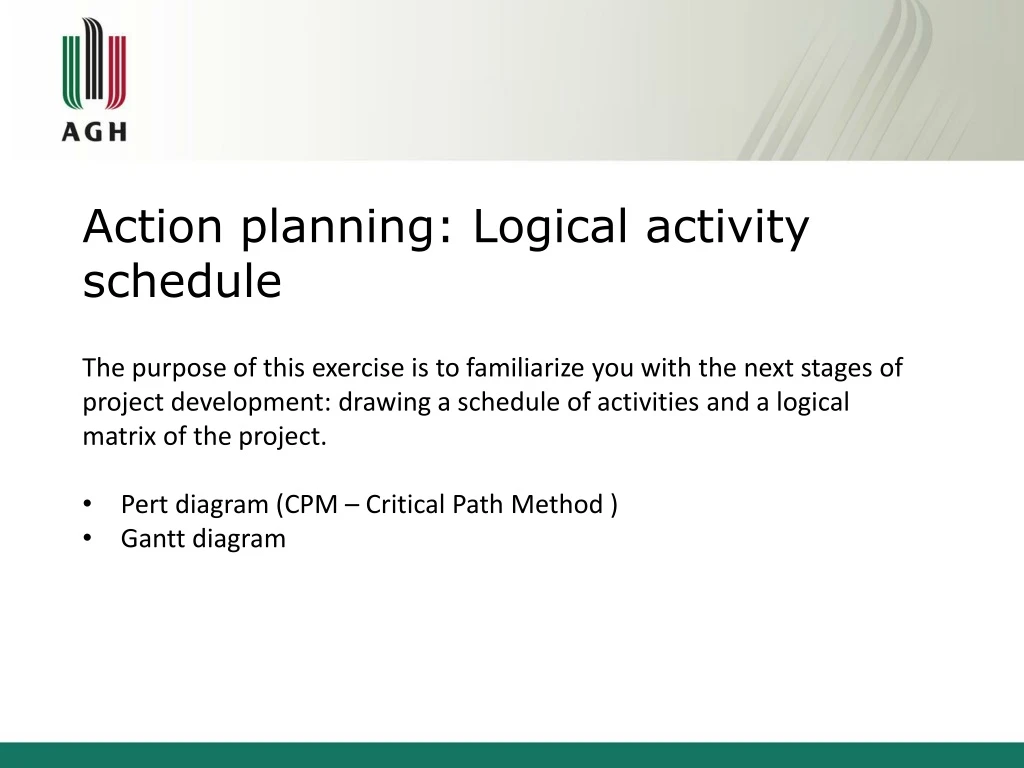 action planning logical activity schedule
