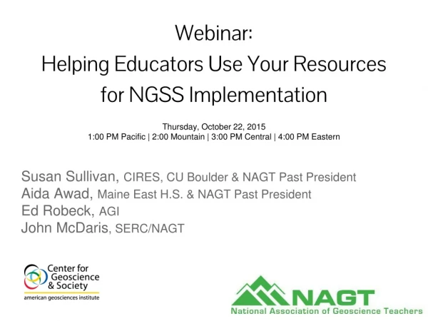 Webinar: Helping Educators Use Your Resources for NGSS Implementation