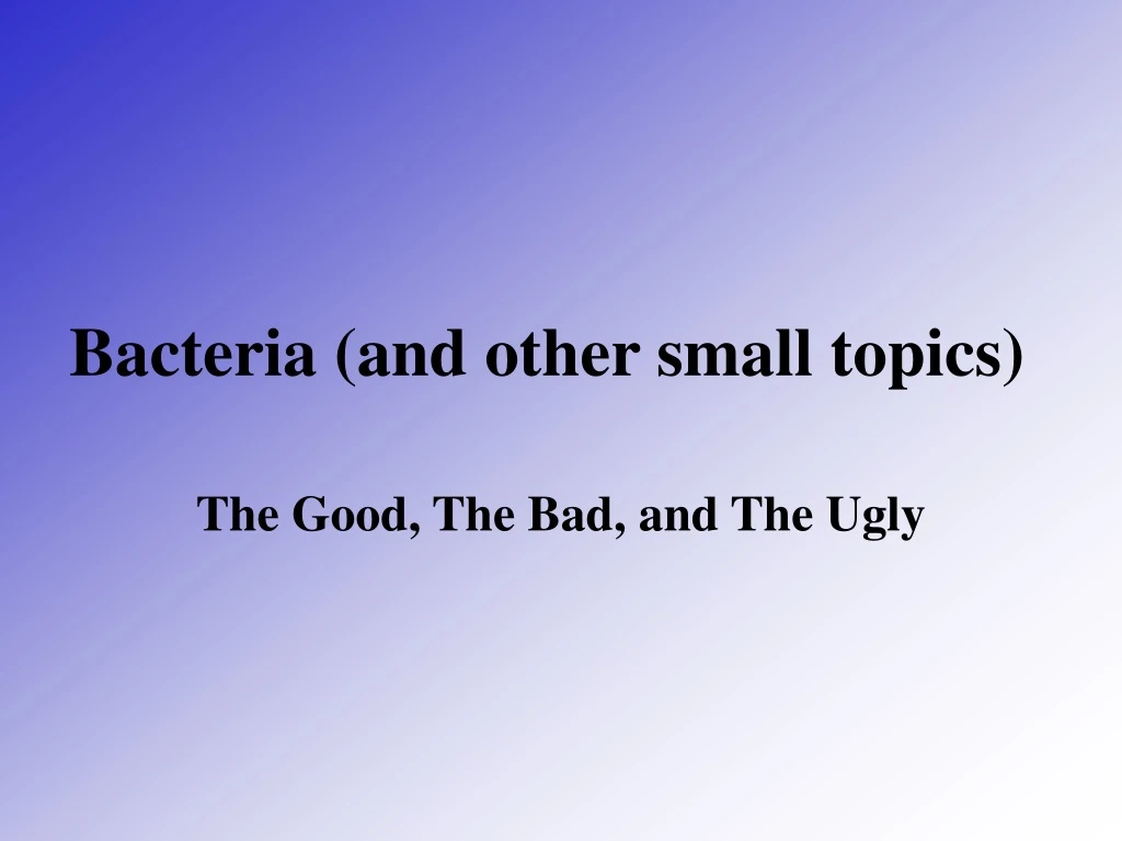 bacteria and other small topics