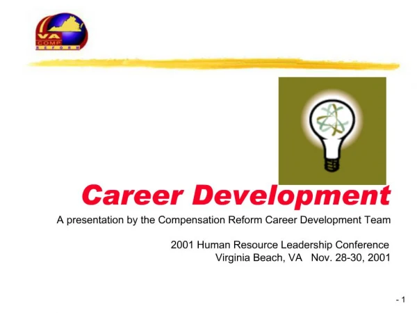 Career Development A presentation by the Compensation Reform Career Development Team 2001 Human Resource Leadership Con