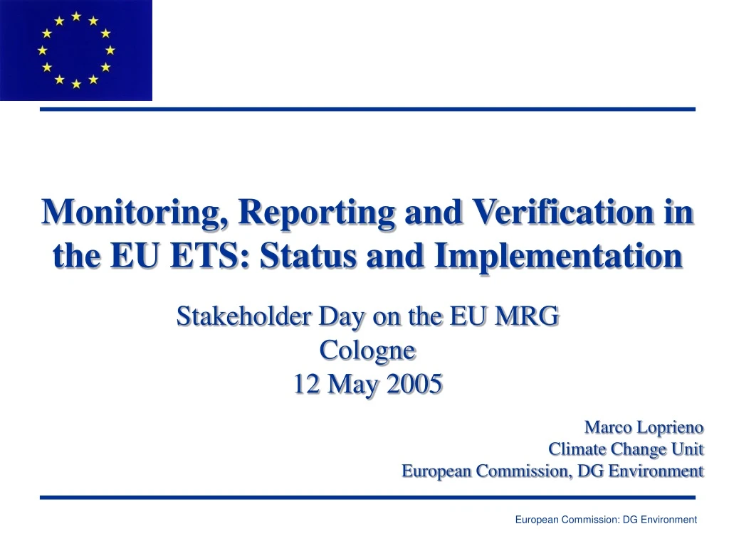 monitoring reporting and verification in the eu ets status and implementation