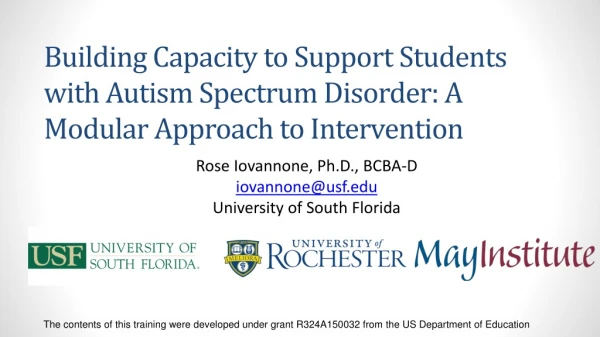 Building Capacity to Support Students with Autism Spectrum Disorder: A