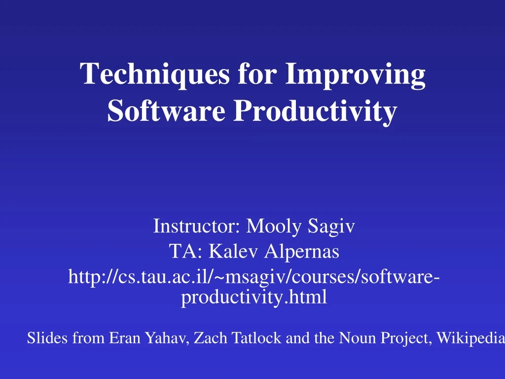 techniques for improving software productivity