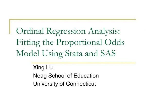 Ordinal Regression Analysis: Fitting the Proportional Odds Model Using Stata and SAS