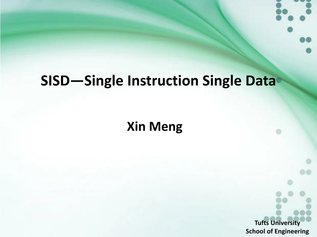 sisd single instruction single data