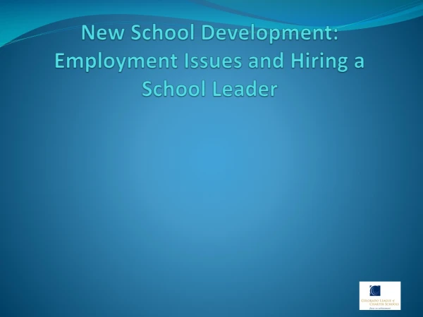 New School Development: Employment Issues and Hiring a School Leader
