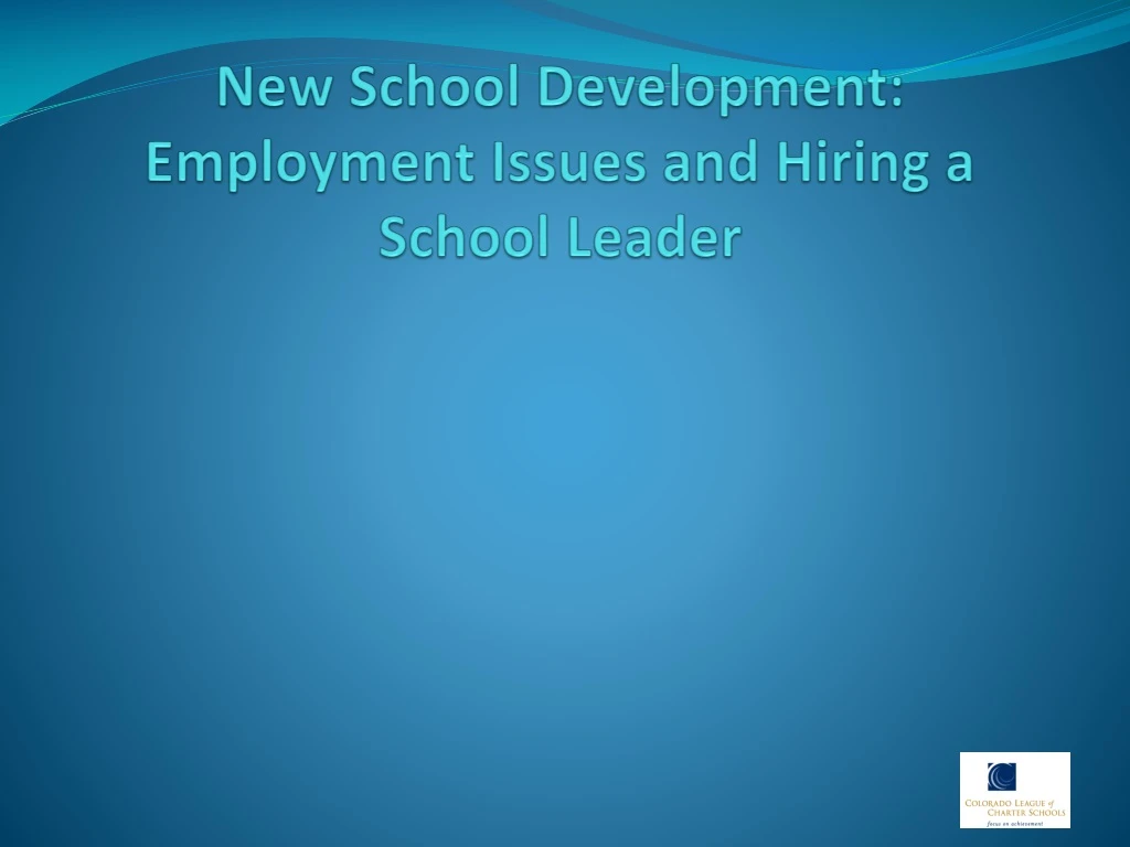 new school development employment issues and hiring a school leader
