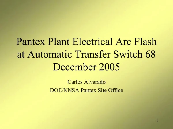 Pantex Plant Electrical Arc Flash at Automatic Transfer Switch 68 December 2005