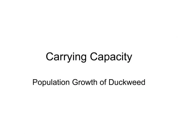 Carrying Capacity