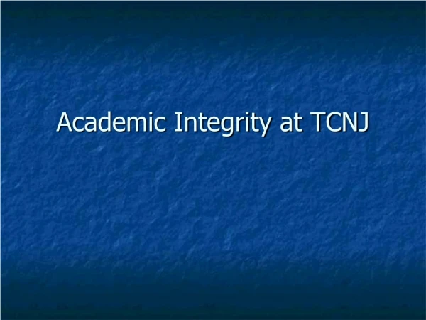 Academic Integrity at TCNJ