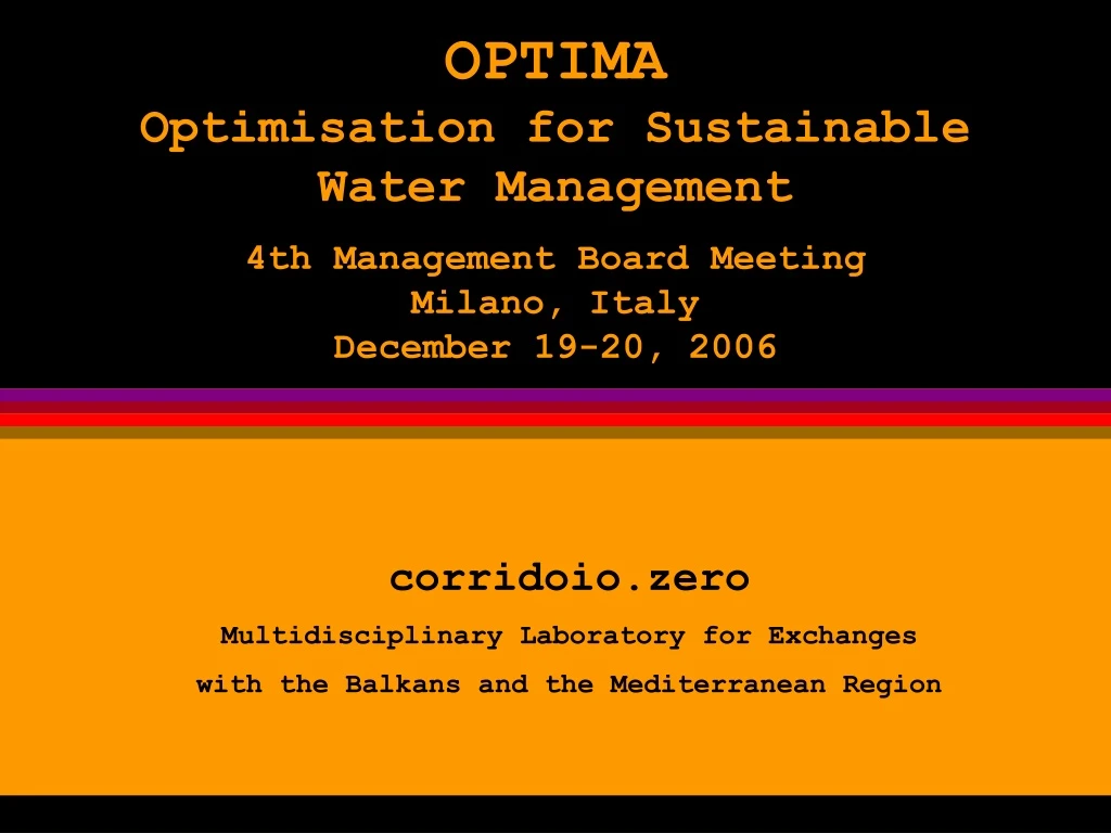 optima optimisation for sustainable water management