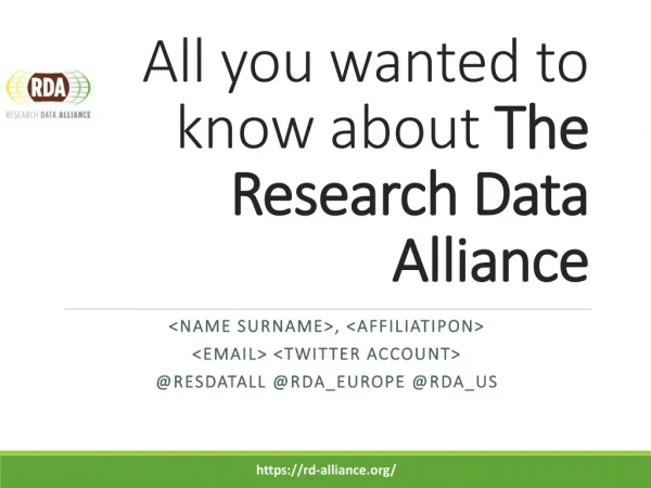All you wanted to know about The Research Data Alliance
