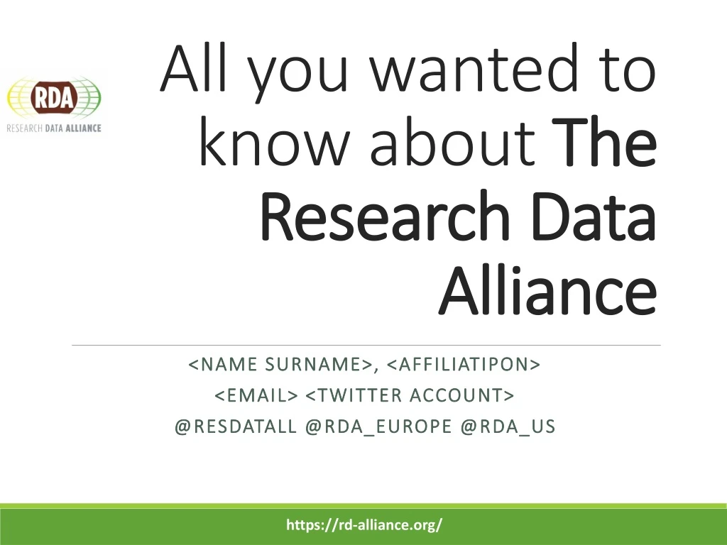 all you wanted to know about the research data alliance