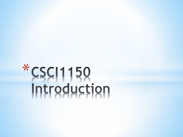 CSCI1150 Introduction