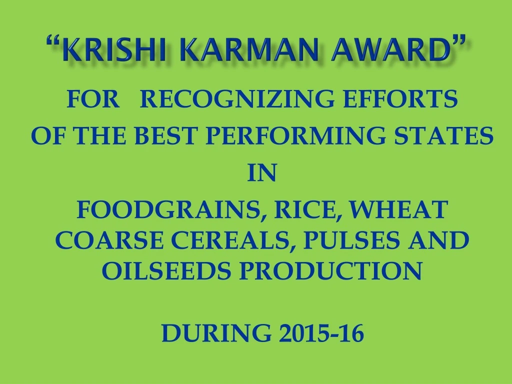krishi karman award