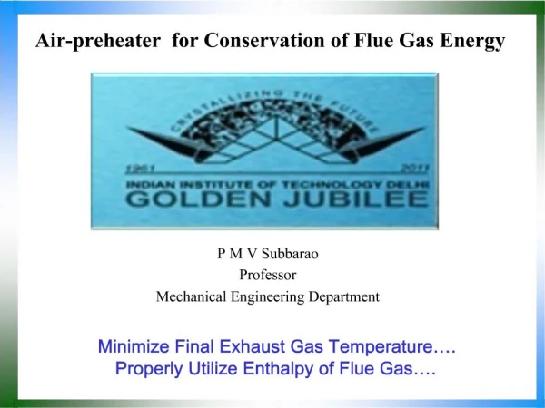Air-preheater for Conservation of Flue Gas Energy