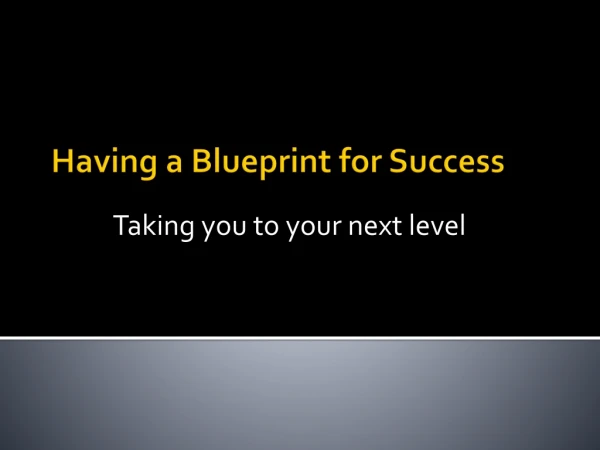 Having a Blueprint for Success