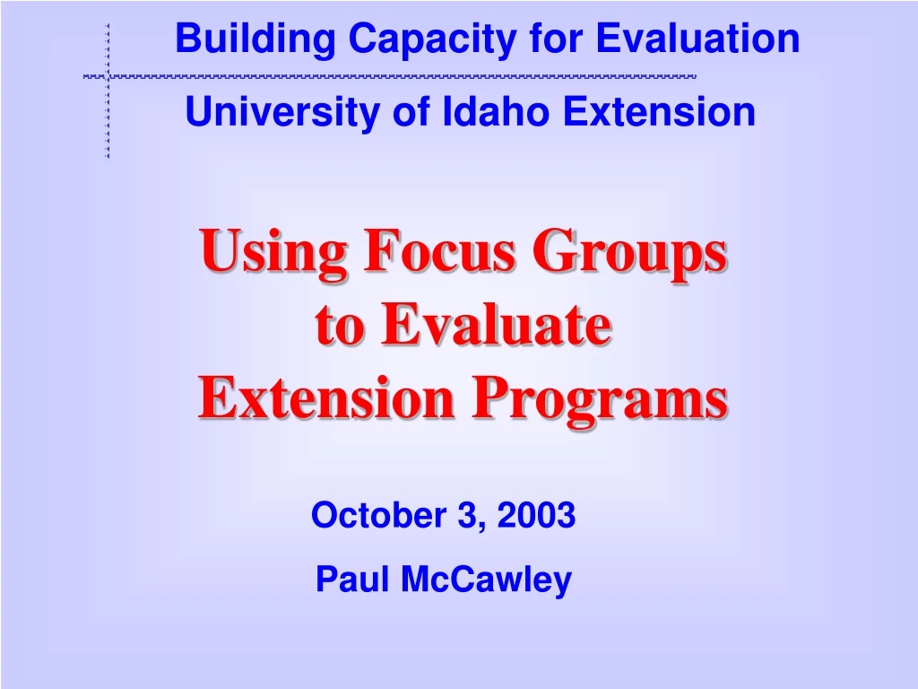building capacity for evaluation university