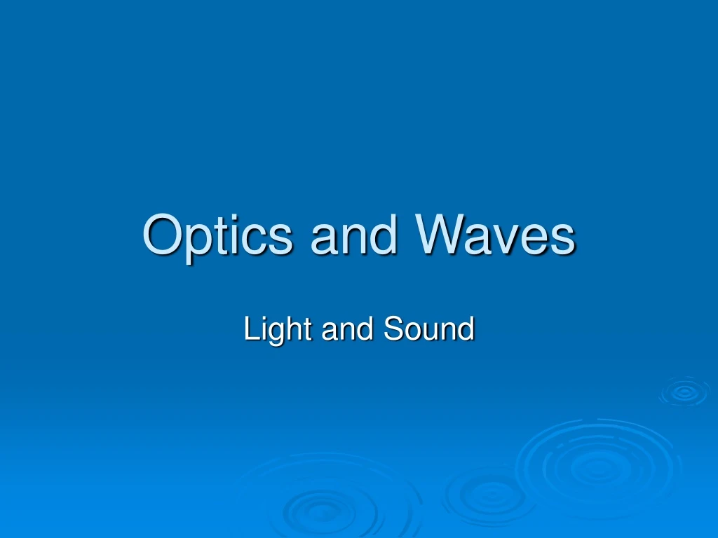 optics and waves
