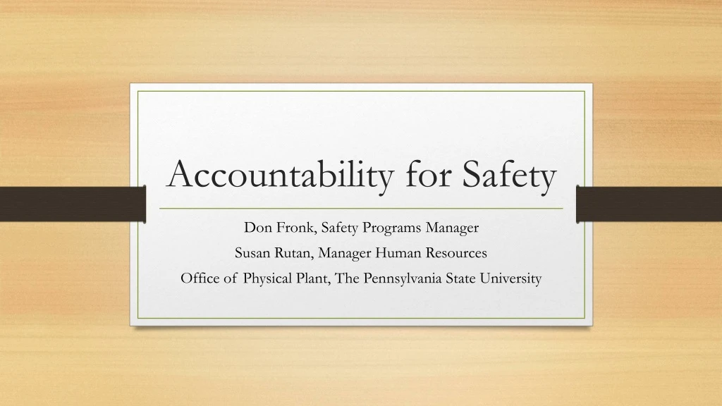 accountability for safety