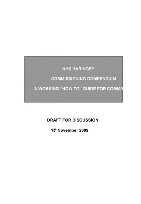 A Commissioning Compendium for NHS Haringey