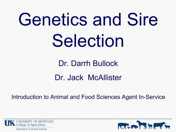 Genetics and Sire Selection