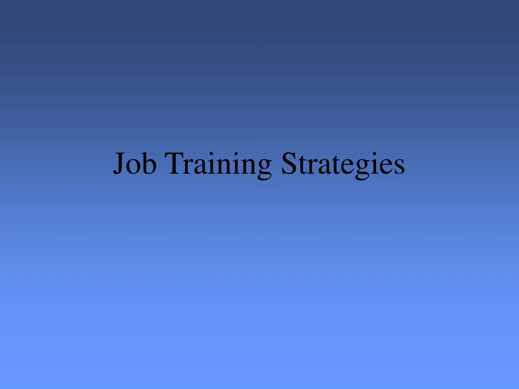 job training strategies