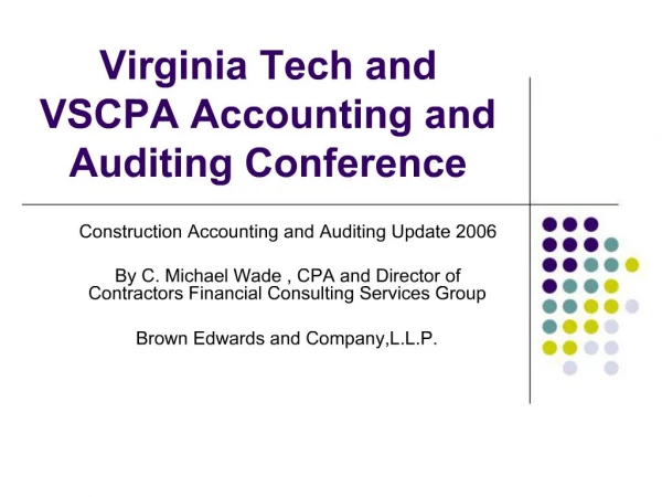 Virginia Tech and VSCPA Accounting and Auditing Conference