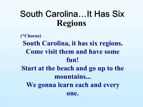 South Carolina It Has Six Regions