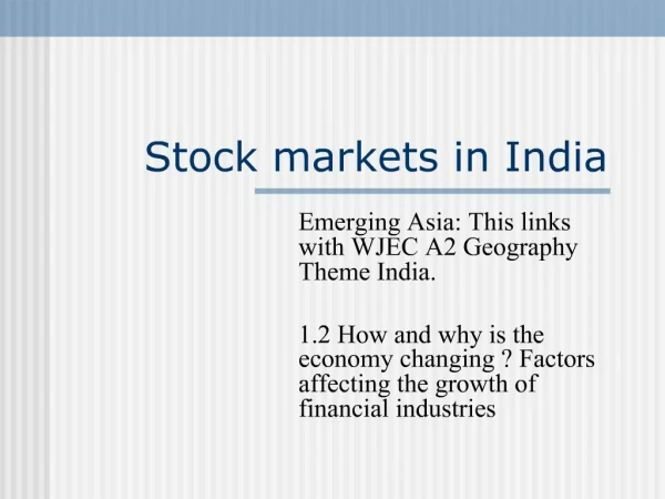 Stock markets in India