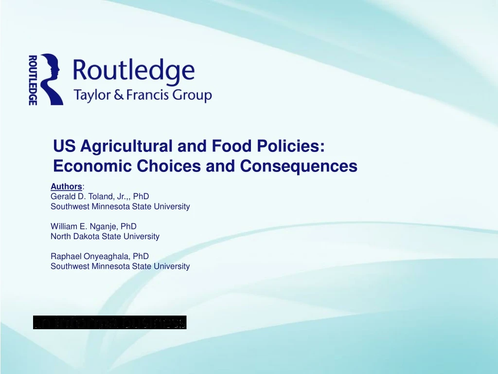 us agricultural and food policies economic choices and consequences