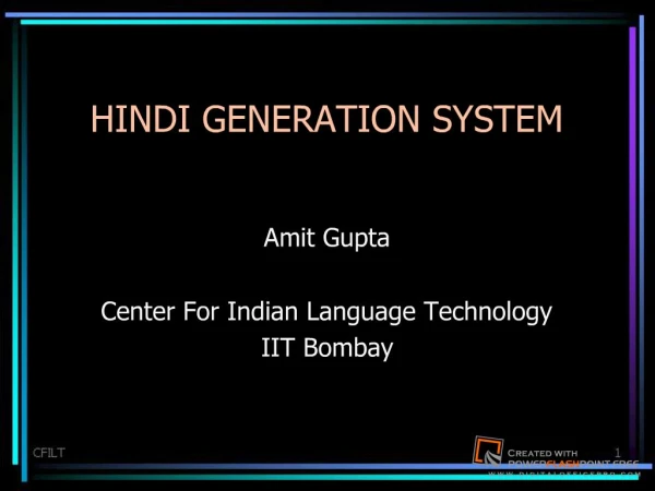 HINDI GENERATION SYSTEM