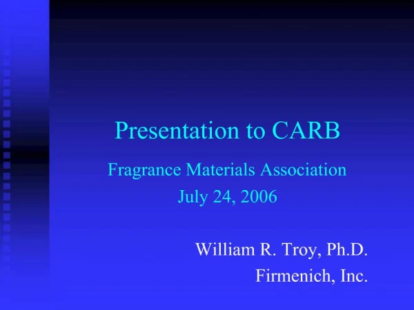 Presentation to CARB