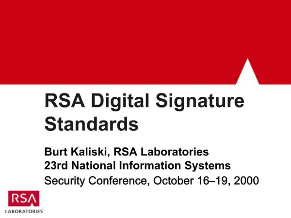 RSA Digital Signature Standards