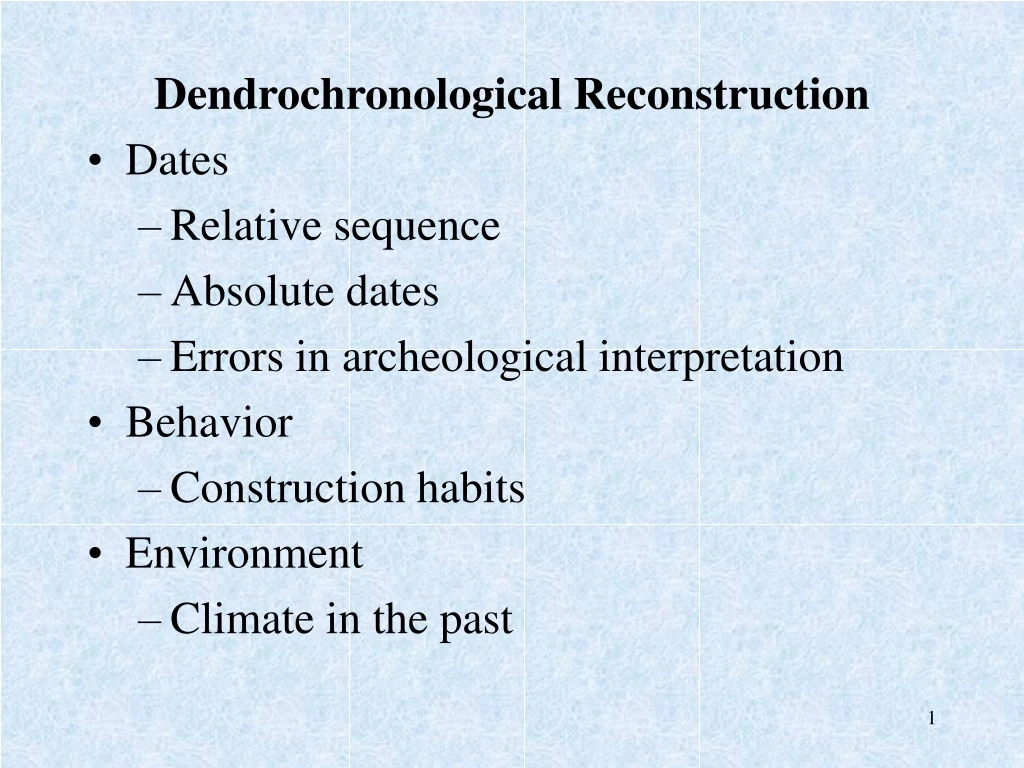 dendrochronological reconstruction dates relative