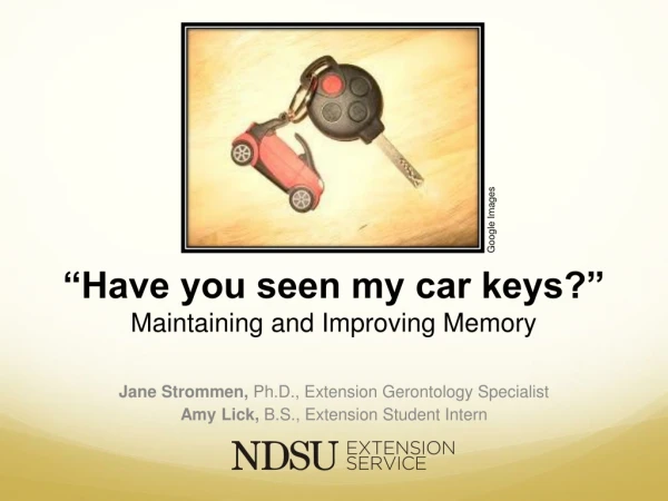 “Have you seen my car keys?” Maintaining and Improving Memory