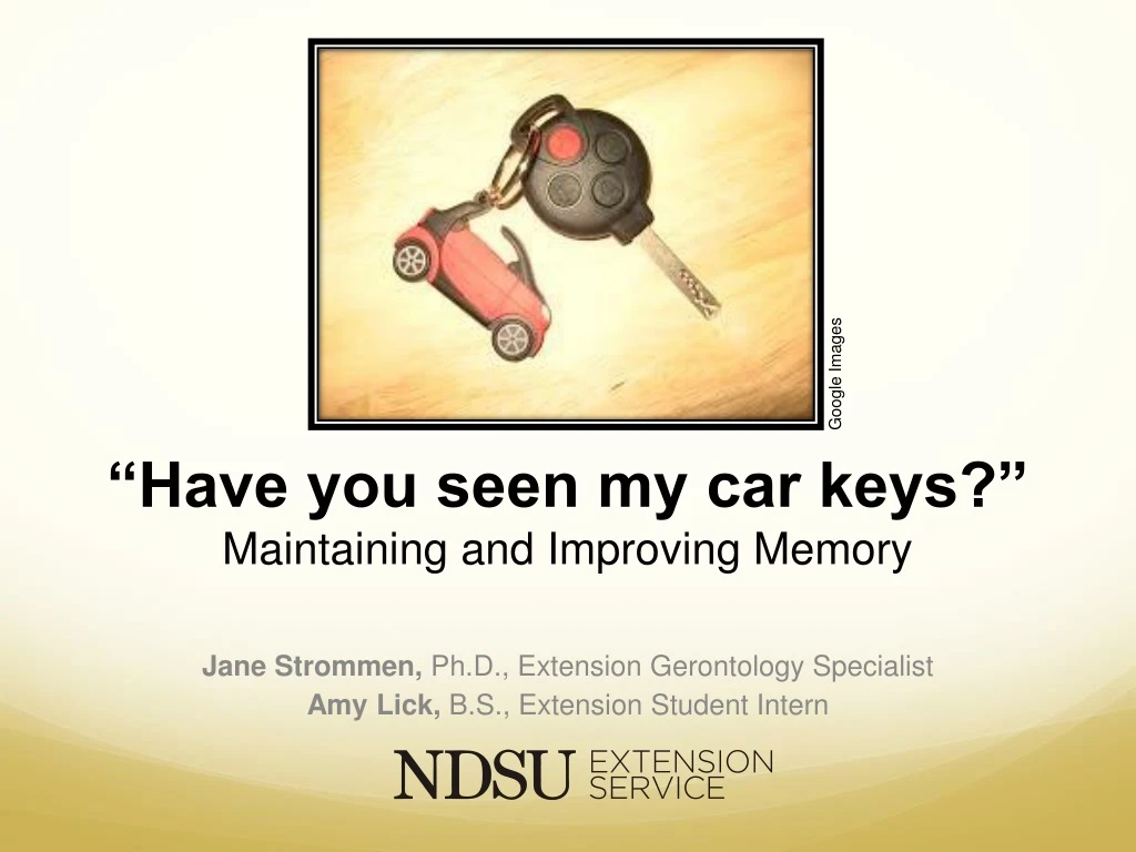 have you seen my car keys maintaining and improving memory