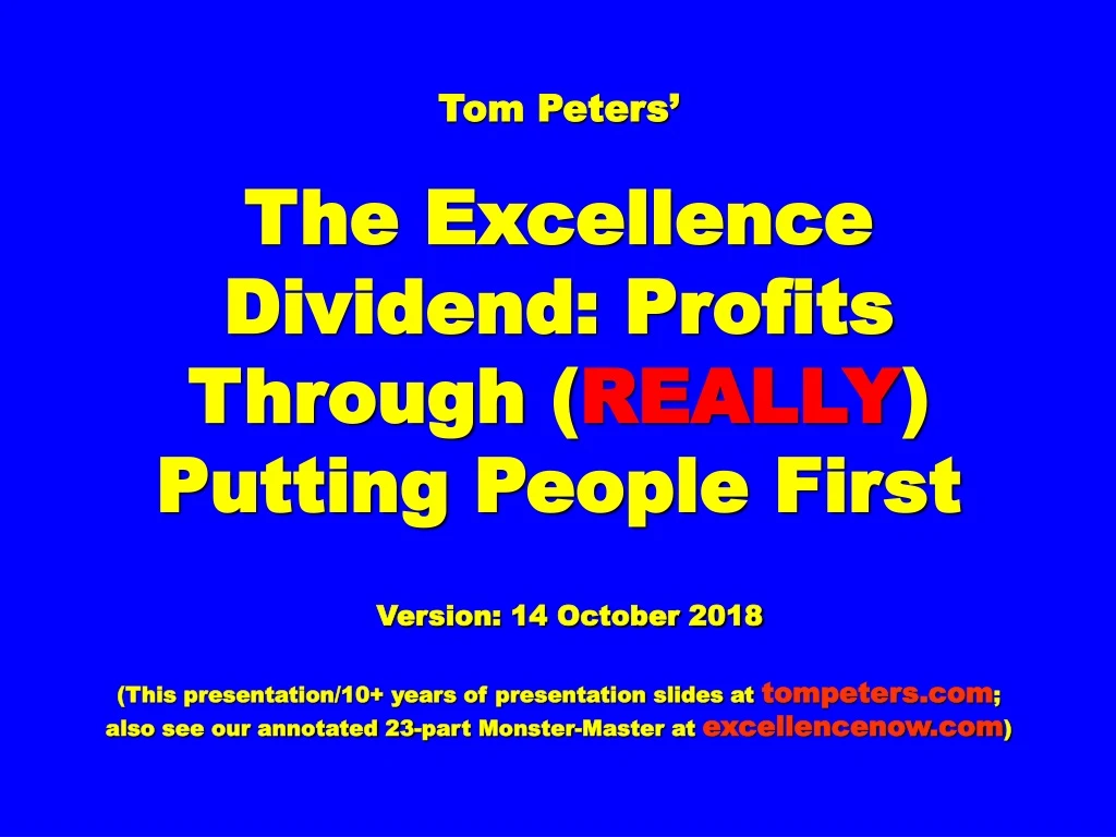 tom peters the excellence dividend profits